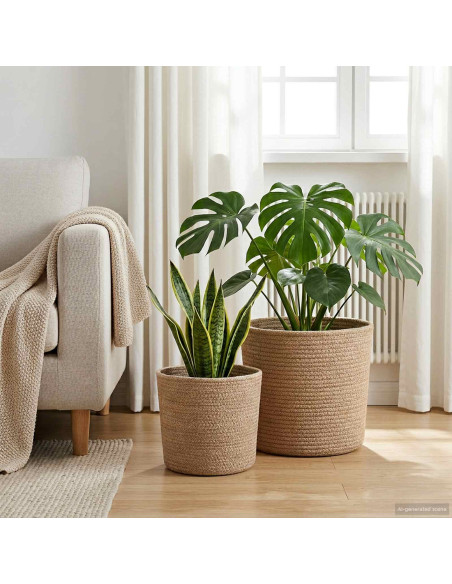 Set di Vasi per Piante 2 pcs Naturale Ø 28 x 28 cm