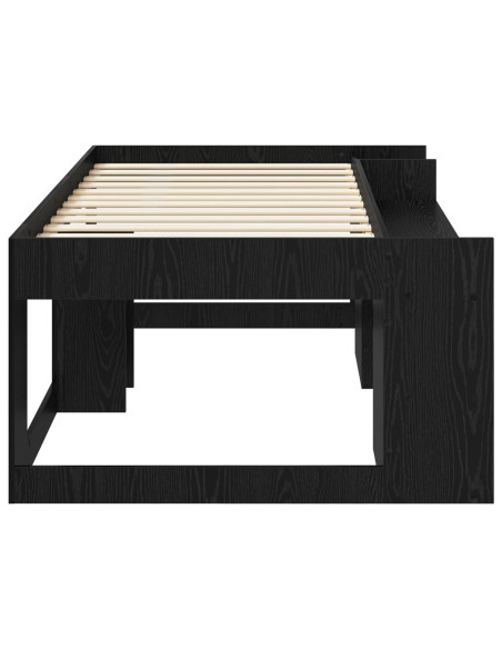Telaio del letto con storage Rovere Nero 75 x 190 cm