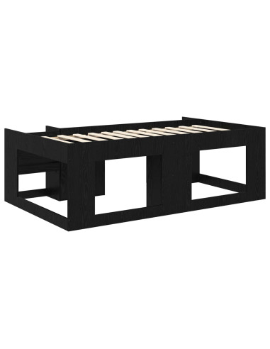 Telaio del letto con storage Rovere Nero 75 x 190 cm