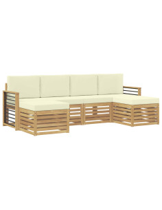Set di divani da esterno 6 pcs Bianco e Crema 2