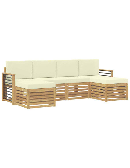 Set di divani da esterno 6 pcs Bianco e Crema