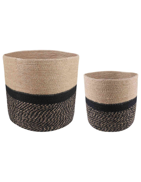 Set di Vasi per Piante 2 pcs Naturale e Nero Ø 28 x 28 cm
