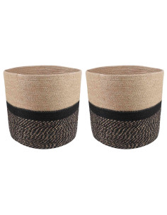 Set di Vasi per Piante 2 pcs Naturale e Nero Ø 28 x 28 cm