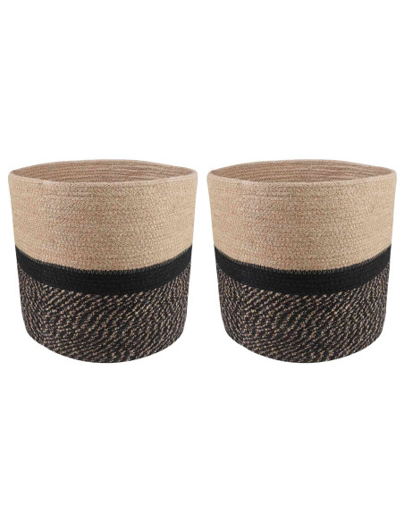 Set di Vasi per Piante 2 pcs Naturale e Nero Ø 28 x 28 cm