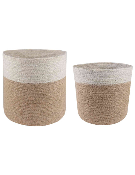 Set di Vasi per Piante 2 pcs Naturale e Bianco Ø 28 x 28 cm
