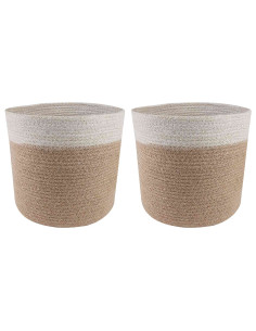 Set di Vasi per Piante 2 pcs Naturale e Bianco Ø 21 x 21 cm