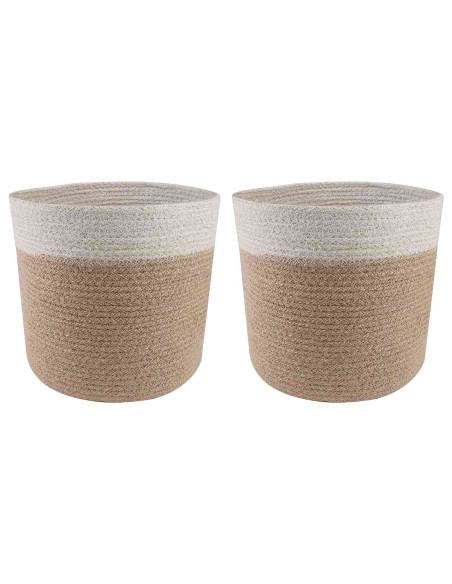 Set di Vasi per Piante 2 pcs Naturale e Bianco Ø 21 x 21 cm