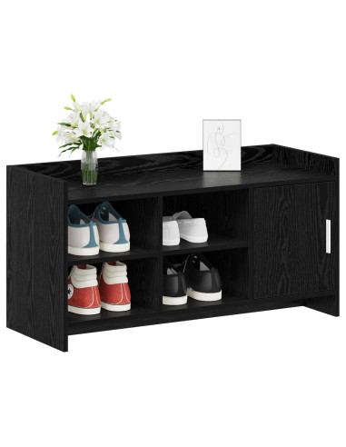 Mobile per scarpe con porta Rovere Nero 100 x 39,5 x 51 cm