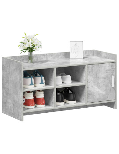 Mobile per scarpe con porta Grigio Cemento 100 x 39,5 x 51 cm