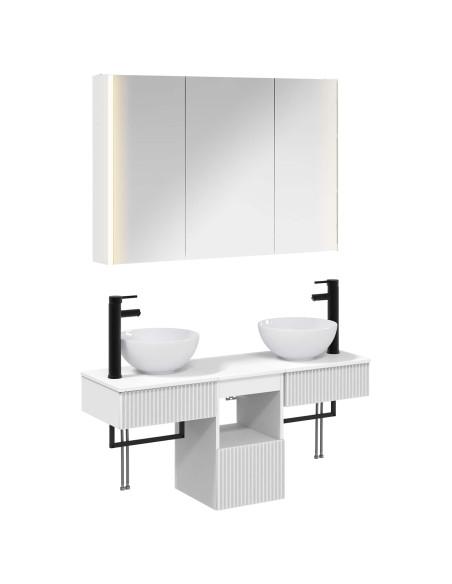 Set di Armadi da Bagno 4 pcs Bianco 103,5 x 15,5 x 70 cm