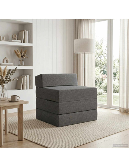 Divano Letto Pieghevole Grigio Chiaro 200 x 70 x 10 cm Tessuto