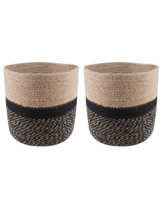 Set di Vasi per Piante 2 pcs Naturale e Nero Ø 21 x 21 cm 2