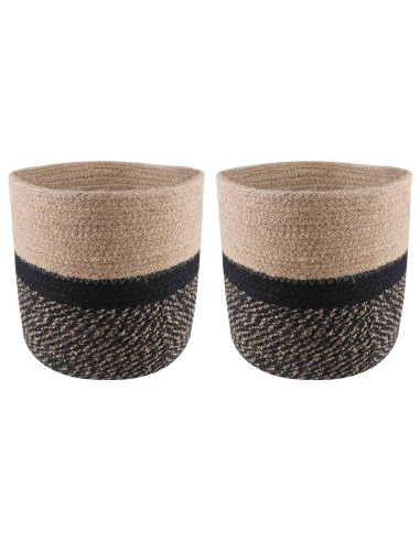 Set di Vasi per Piante 2 pcs Naturale e Nero Ø 21 x 21 cm