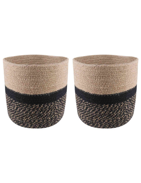 Set di Vasi per Piante 2 pcs Naturale e Nero Ø 21 x 21 cm