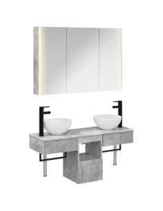 Set di Armadi da Bagno 4 pcs Grigio Cemento
