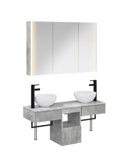Set di Armadi da Bagno 4 pcs Grigio Cemento