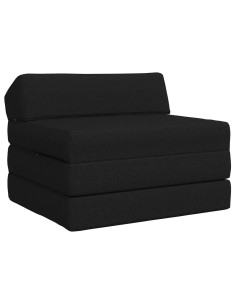 Divano Letto Pieghevole Nero 200 x 70 x 10 cm Tessuto