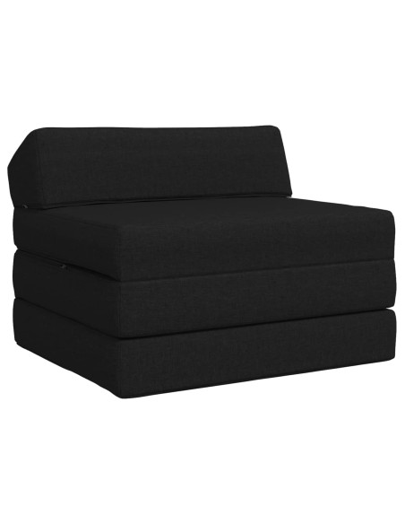 Divano Letto Pieghevole Nero 200 x 70 x 10 cm Tessuto