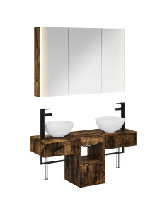 Set di Armadi da Bagno 4 pcs Rovere Fumo 103,5 x 15,5 x 70 cm