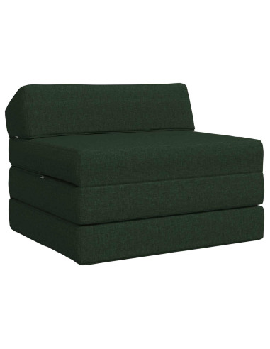 Divano Letto Pieghevole Verde Scuro 200 x 70 x 10 cm Tessuto