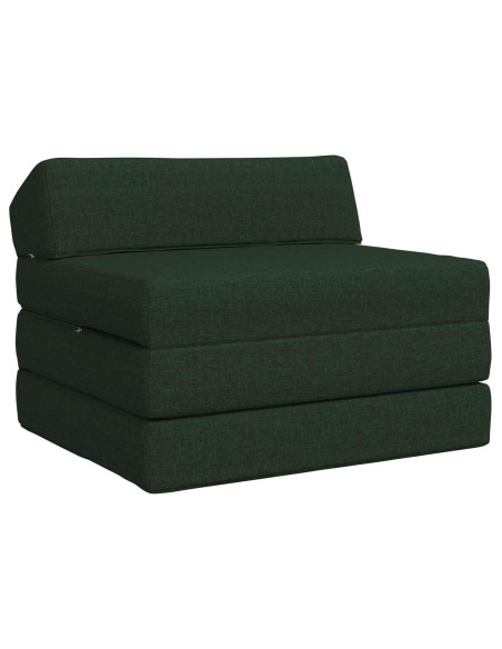 Divano Letto Pieghevole Verde Scuro 200 x 70 x 10 cm Tessuto