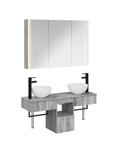 Set di Armadi da Bagno 4 pcs Sonoma grigio 103,5 x 15,5 x 70 cm