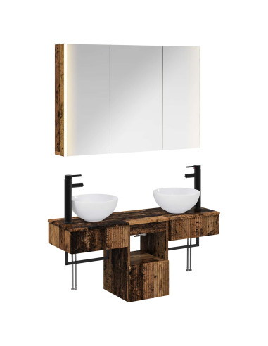 Set di Armadi da Bagno 4 pcs Legno antico 103,5 x 15,5 x 70 cm