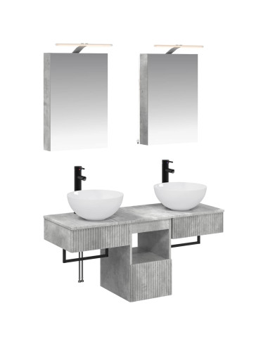 Set di Armadi da Bagno 5 pcs Grigio Cemento 40 x 10,5 x 60,5 cm