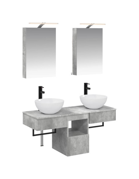 Set di Armadi da Bagno 5 pcs Grigio Cemento 40 x 10,5 x 60,5 cm