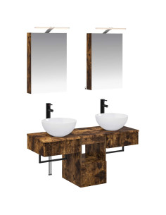 Set di Armadi da Bagno 5 pcs Rovere Fumo 40 x 10,5 x 60,5 cm