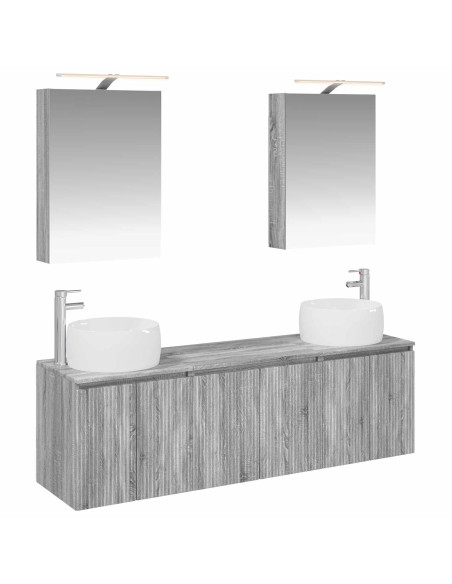 Set di Armadi da Bagno 5 pcs Sonoma grigio Legno ingegnerizzato