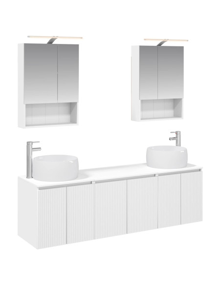 Set di Armadi da Bagno 5 pcs Bianco Legno ingegnerizzato