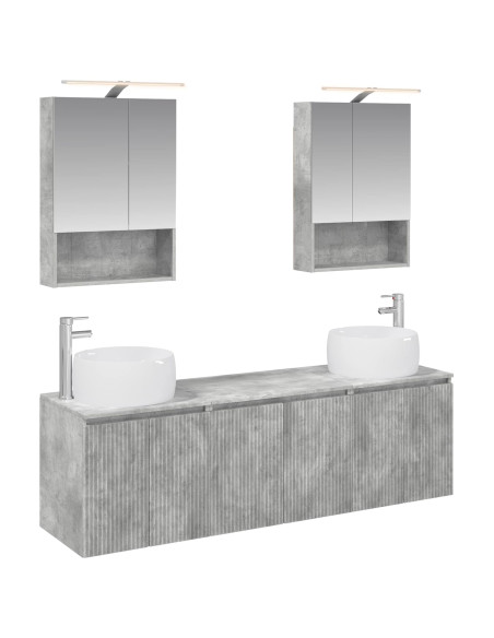 Set di Armadi da Bagno 5 pcs Grigio Cemento