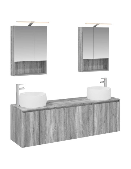 Set di Armadi da Bagno 5 pcs Sonoma grigio Legno ingegnerizzato