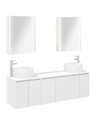 Set di Armadi da Bagno 5 pcs Bianco Legno ingegnerizzato