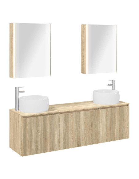 Set di Armadi da Bagno 5 pcs Rovere Sonoma Legno ingegnerizzato