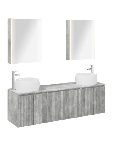 Set di Armadi da Bagno 5 pcs Grigio Cemento