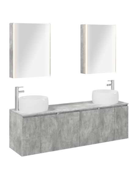 Set di Armadi da Bagno 5 pcs Grigio Cemento
