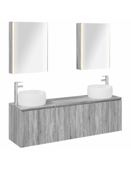 Set di Armadi da Bagno 5 pcs Sonoma grigio Legno ingegnerizzato