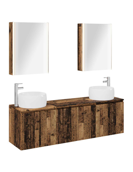 Set di Armadi da Bagno 5 pcs Legno antico Legno ingegnerizzato