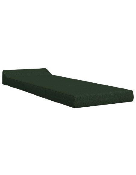 Divano Letto Pieghevole Verde Scuro 200 x 70 x 10 cm Tessuto