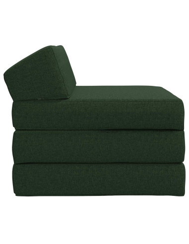 Divano Letto Pieghevole Verde Scuro 200 x 70 x 10 cm Tessuto