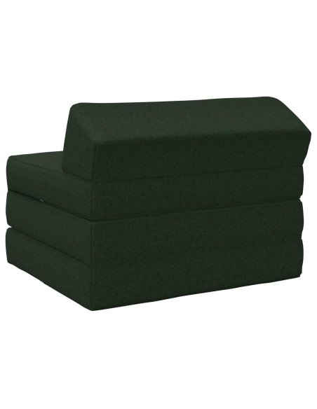 Divano Letto Pieghevole Verde Scuro 200 x 70 x 10 cm Tessuto