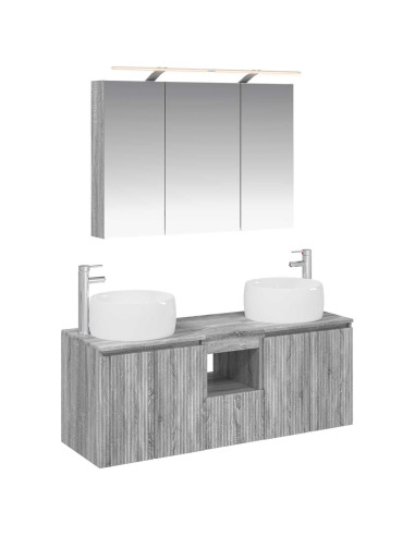 Set di Armadi da Bagno 4 pcs Sonoma grigio Legno ingegnerizzato