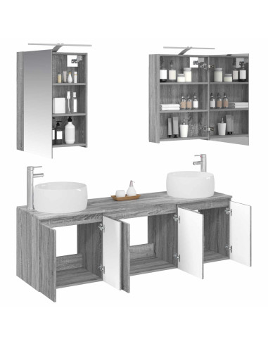 Set di Armadi da Bagno 5 pcs Sonoma grigio Legno ingegnerizzato