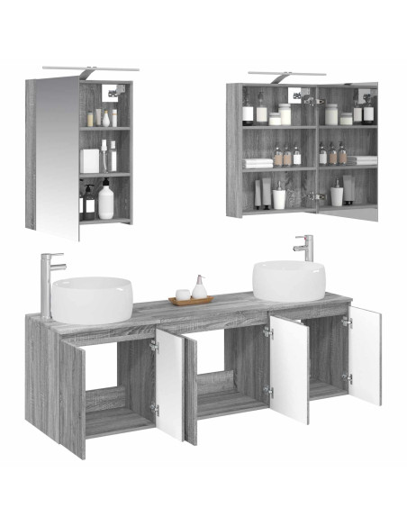 Set di Armadi da Bagno 5 pcs Sonoma grigio Legno ingegnerizzato