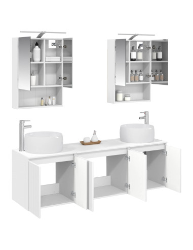 Set di Armadi da Bagno 5 pcs Bianco Legno ingegnerizzato