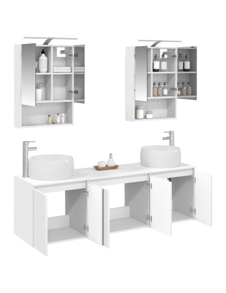 Set di Armadi da Bagno 5 pcs Bianco Legno ingegnerizzato