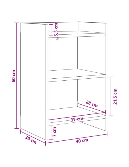 Comodini 2 pcs Sonoma grigio 40 x 30 x 60 cm