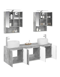 Set di Armadi da Bagno 5 pcs Grigio Cemento 2